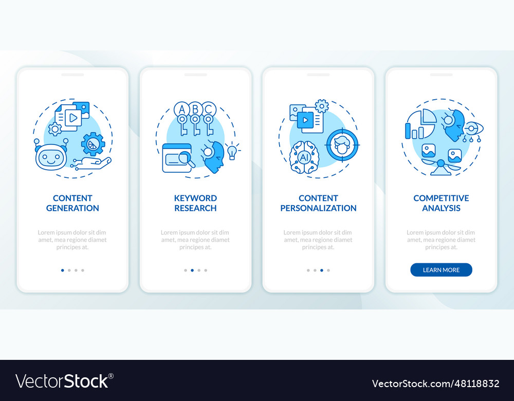 Walkthrough ai for seo with thin line icons vector image Walkthrough ai for seo with thin line icons