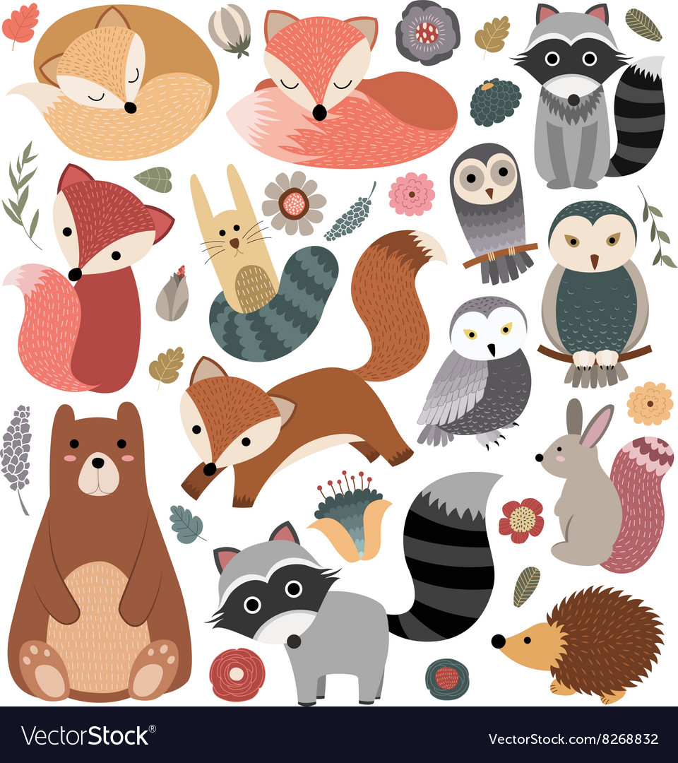 Download Woodland Animals Royalty Free Vector Image - VectorStock