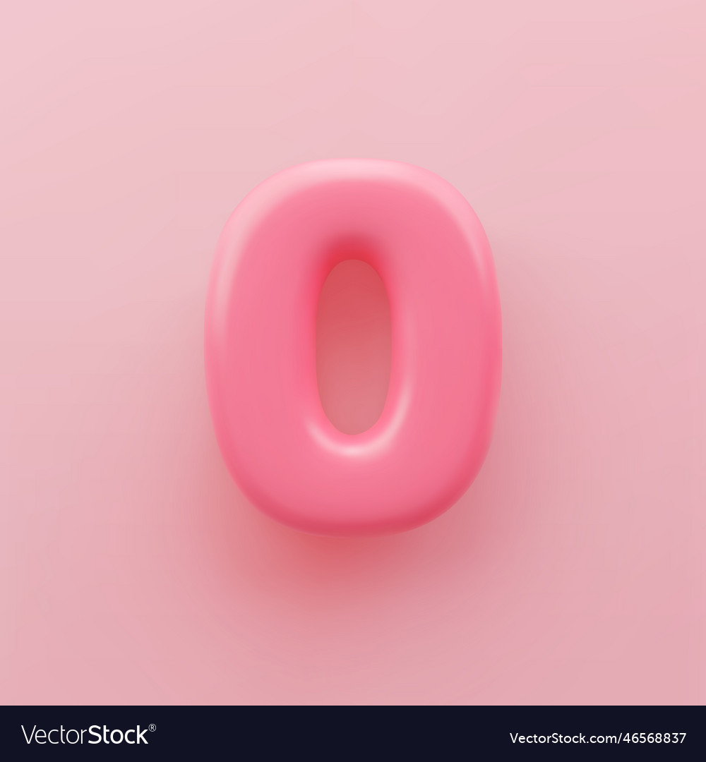 3d pink number null or zero with a glossy surface