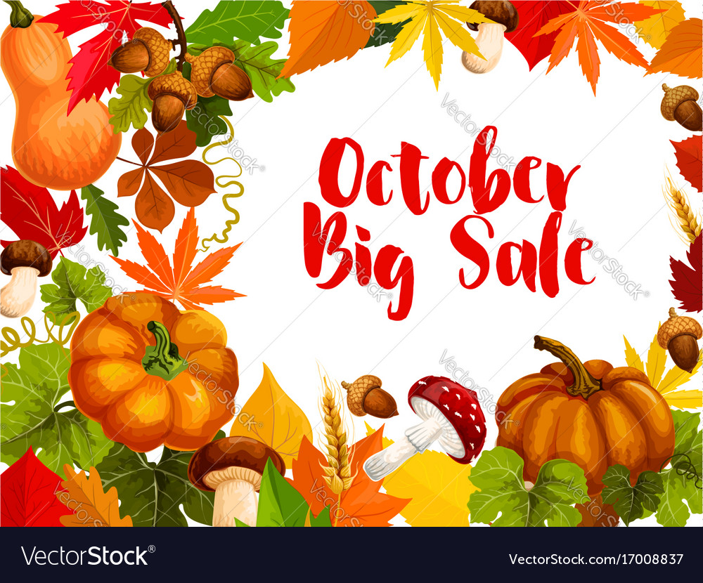 Autumn sale poster october discount offer design Vector Image