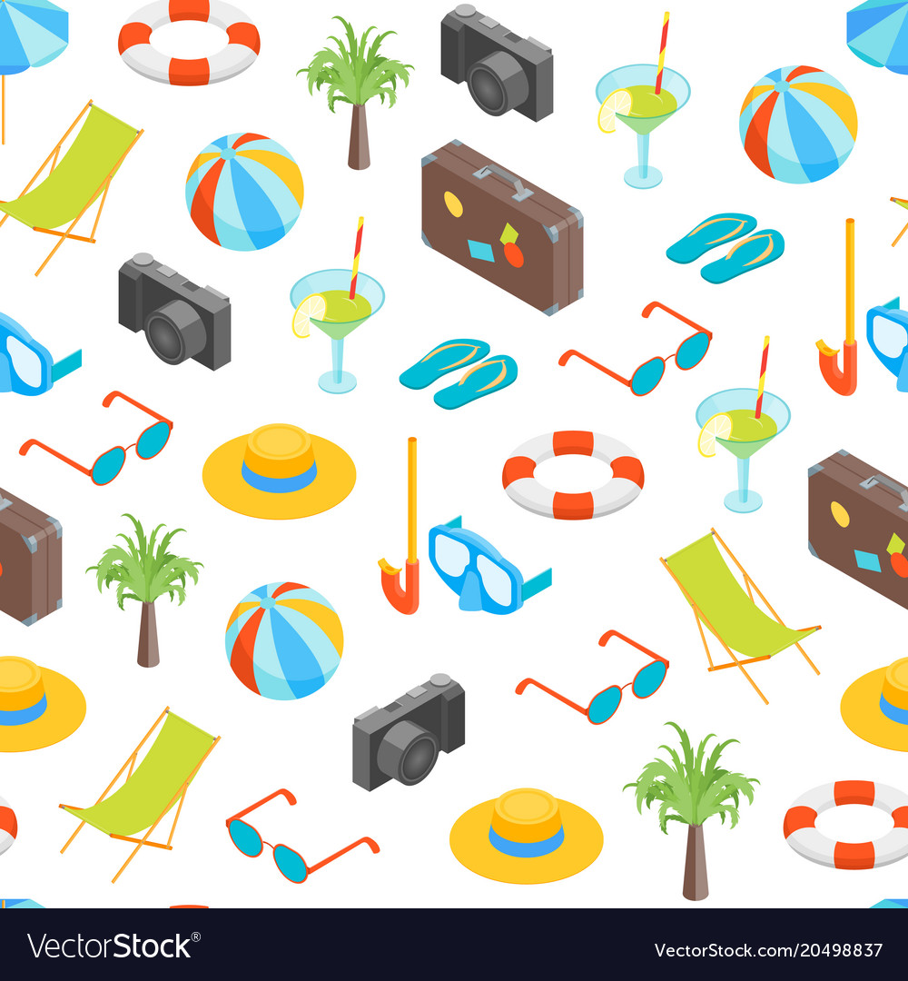 Beach summer rest seamless pattern background Vector Image