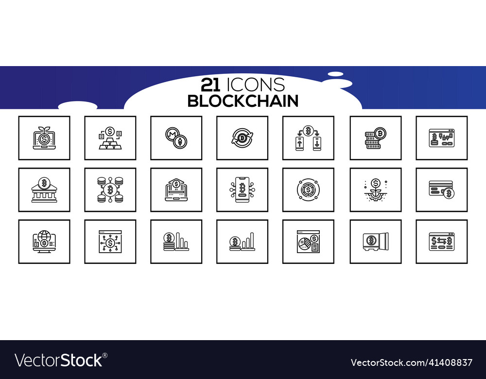 Blockchain web icon set information
