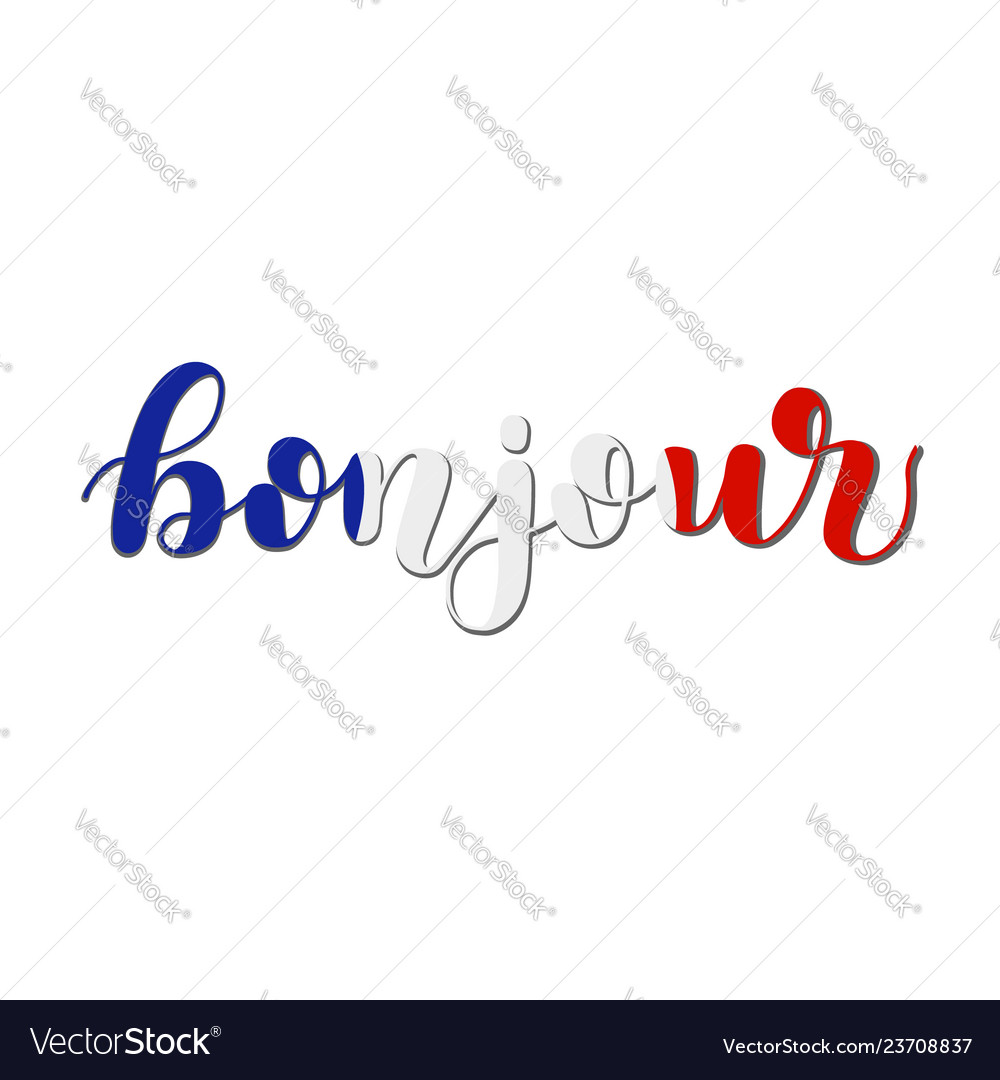Bonjour good day in french hand lettering Vector Image