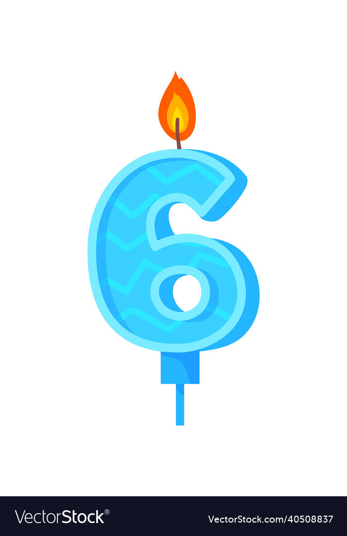 Candle number six celebration 6 yers Royalty Free Vector