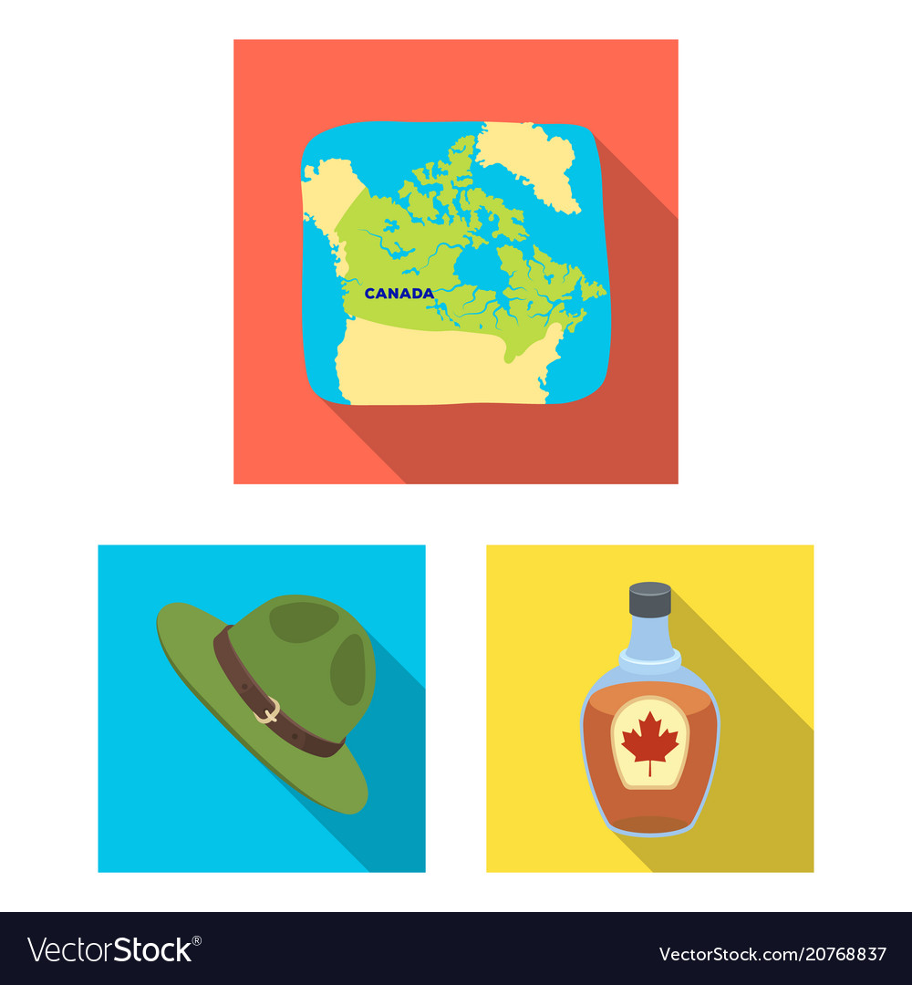 Country canada flat icons in set collection