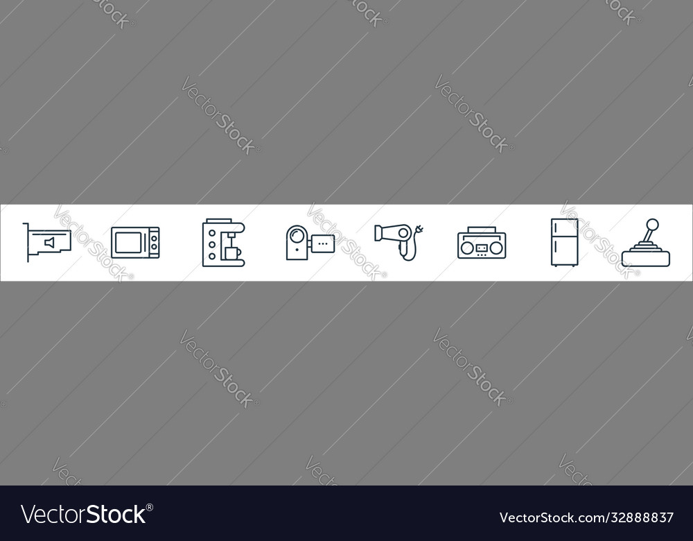 Electronic devices line icons linear set quality vector image Electronic devices line icons linear set quality