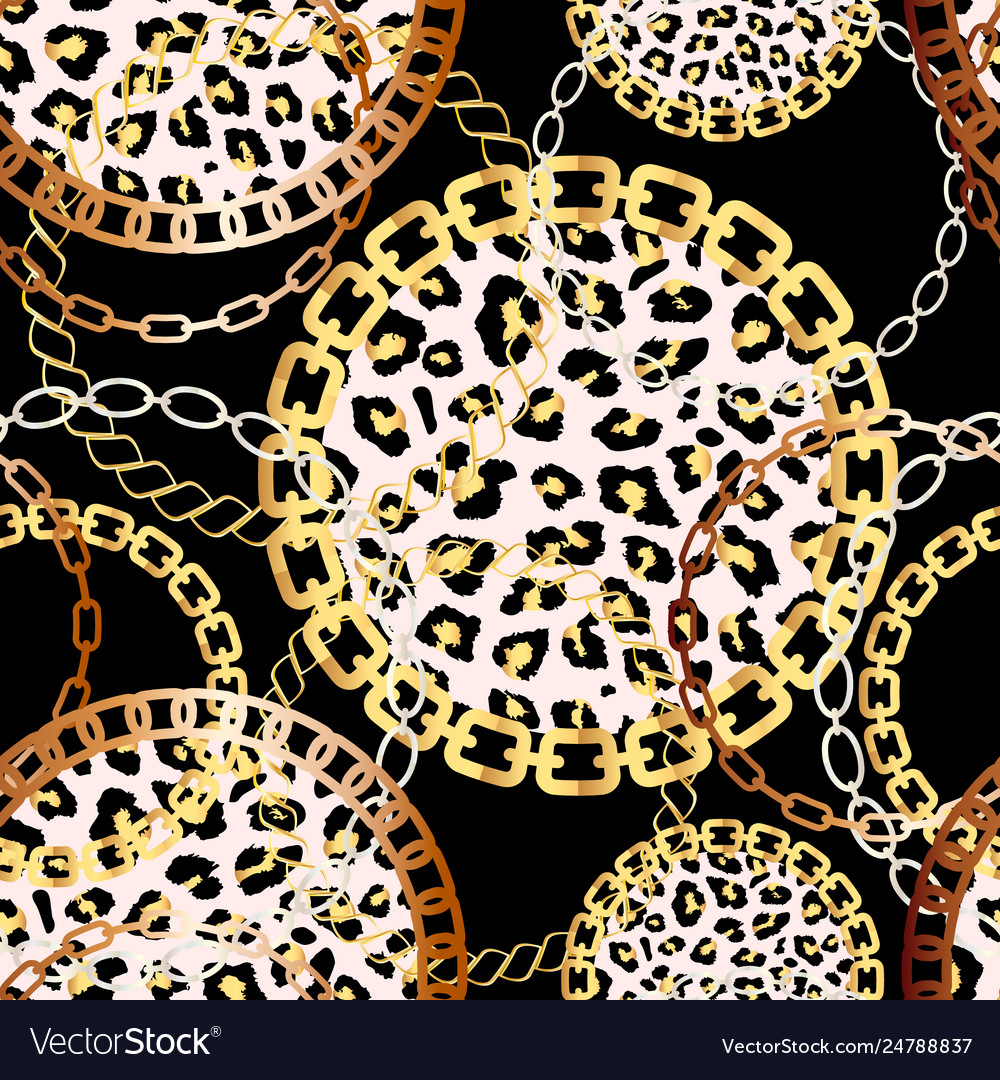 Fashion seamless pattern with golden chains