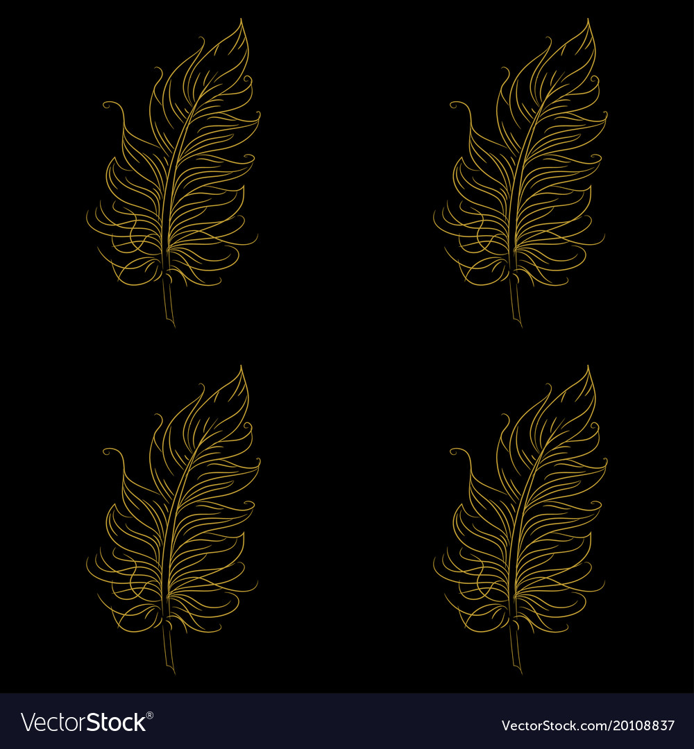 Golden feather decor seamless pattern