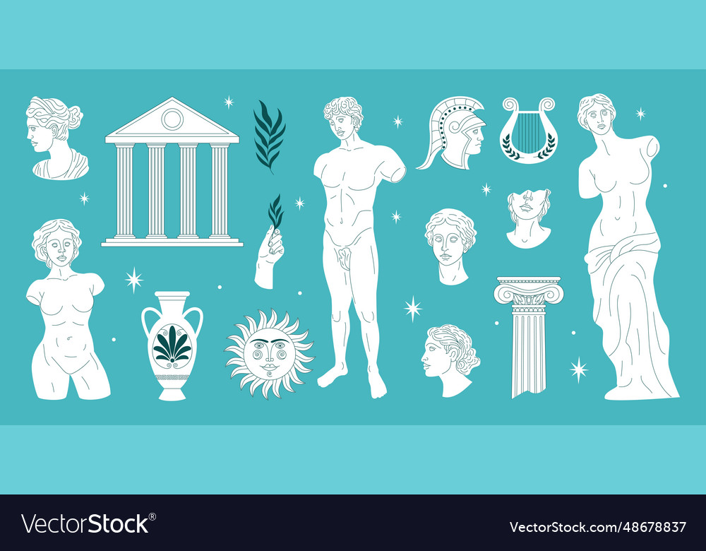 Greek Statues Ancient Rome Roman Historical Vector Image