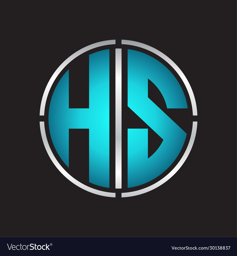 Hs logo initial with circle line cut design Vector Image