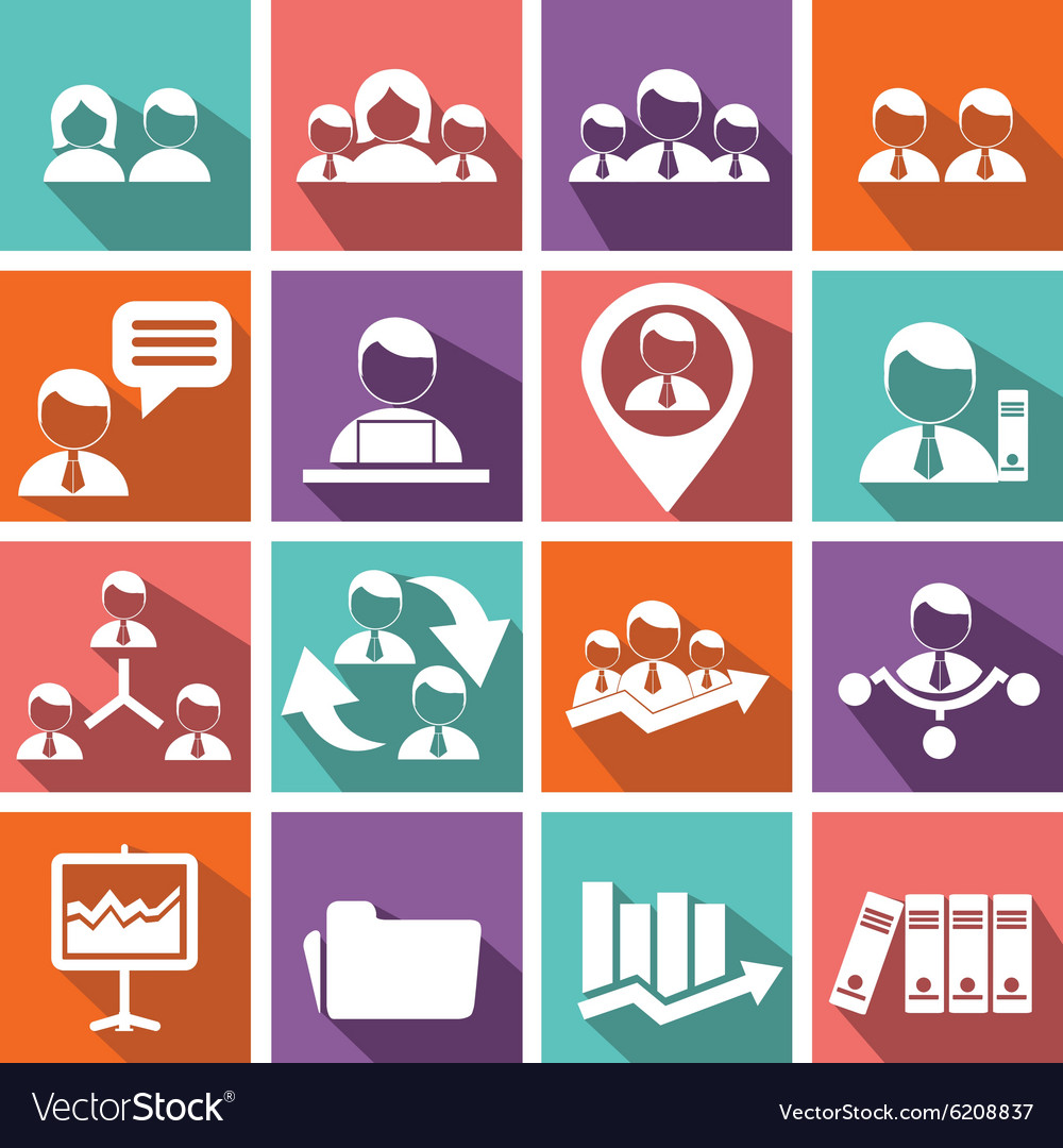 Human resources and management icons set