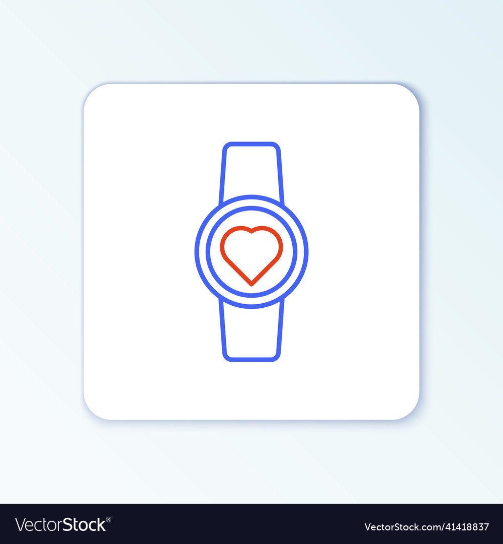 Line smart watch showing heart beat rate icon vector image Line smart watch showing heart beat rate icon