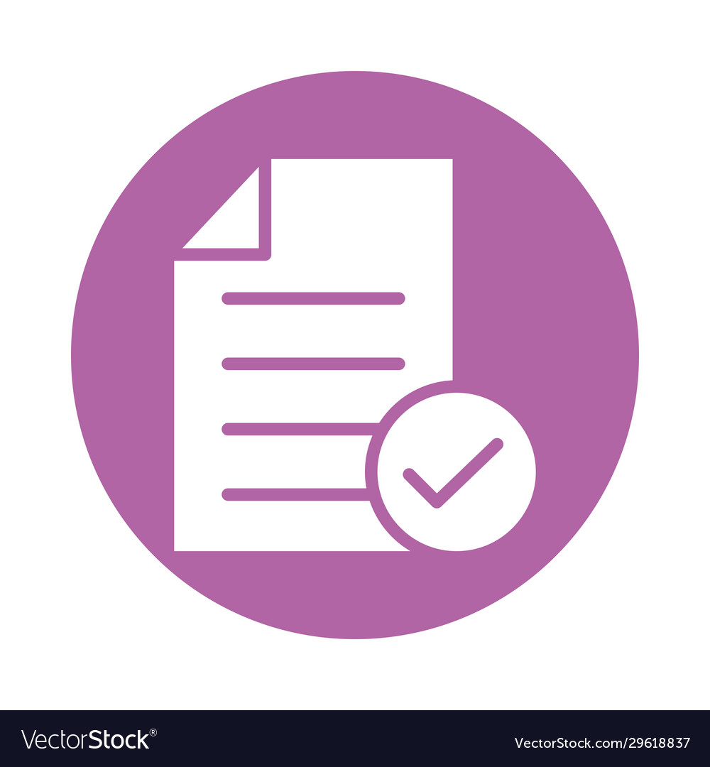 Paper document with check symbol