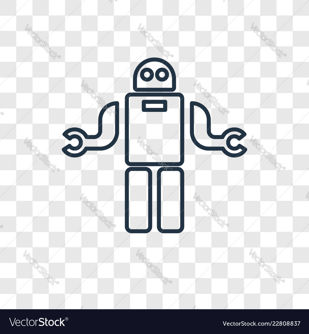 Robot concept linear icon isolated on transparent vector image Robot concept linear icon isolated on transparent