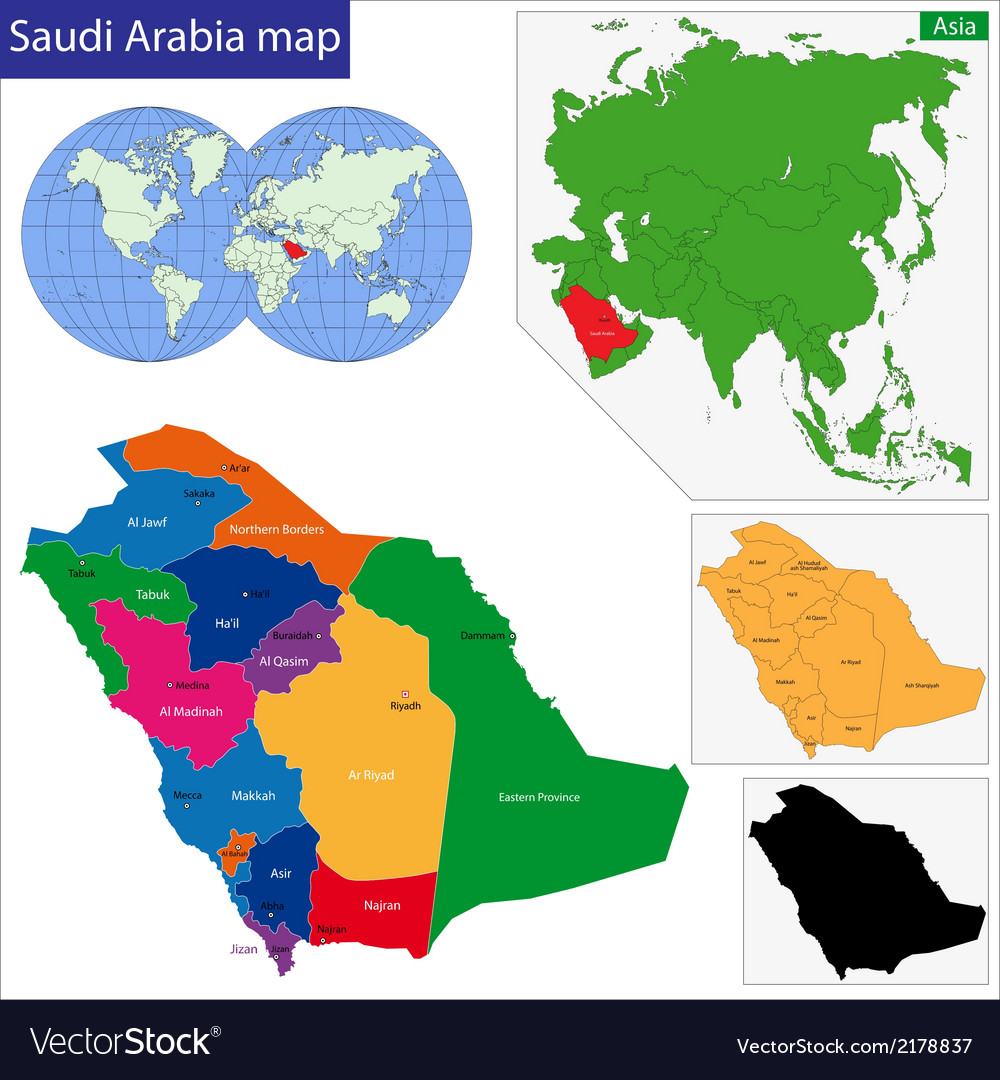 Saudi Arabia Map Royalty Free Vector Image Vectorstock