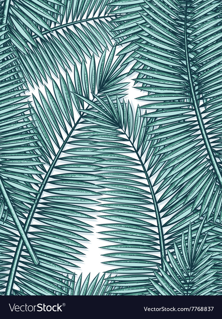 Seamless pattern with palm leaves in sketch style