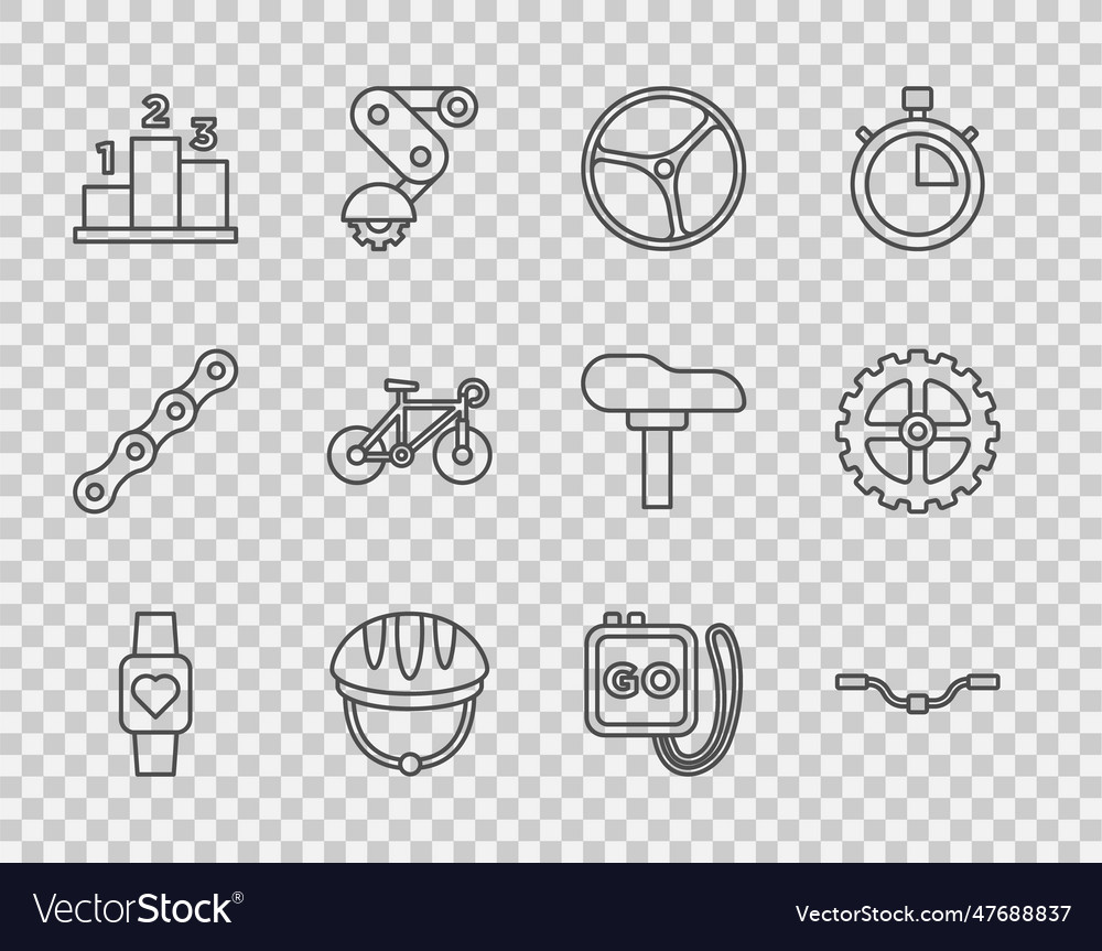 Set Linie smart Uhr Fahrrad Lenkrad vector image Set Linie smart Uhr Fahrrad Lenkrad