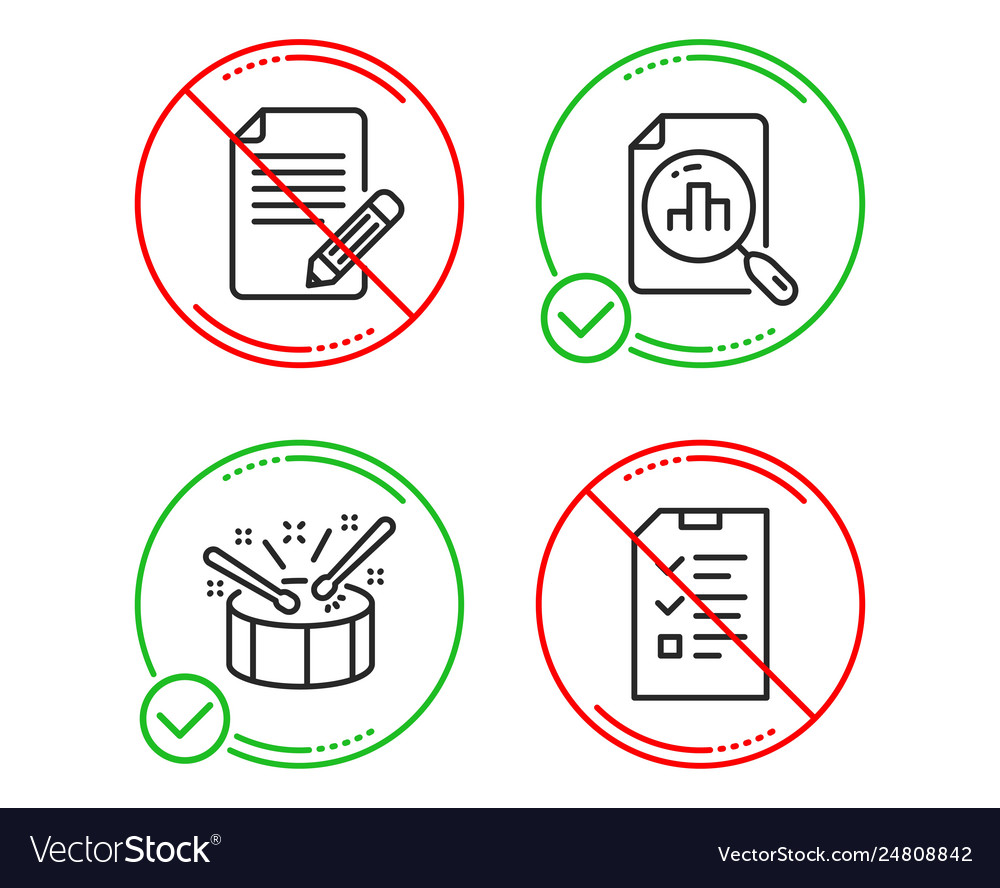 Article analytics graph and drums icons set vector image Article analytics graph and drums icons set