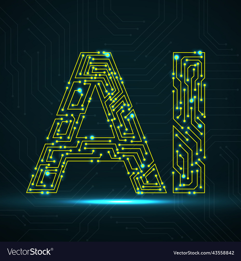 Artificial Intelligence With Circuit Board Vector Image Artificial Intelligence With Circuit Board Vector Image