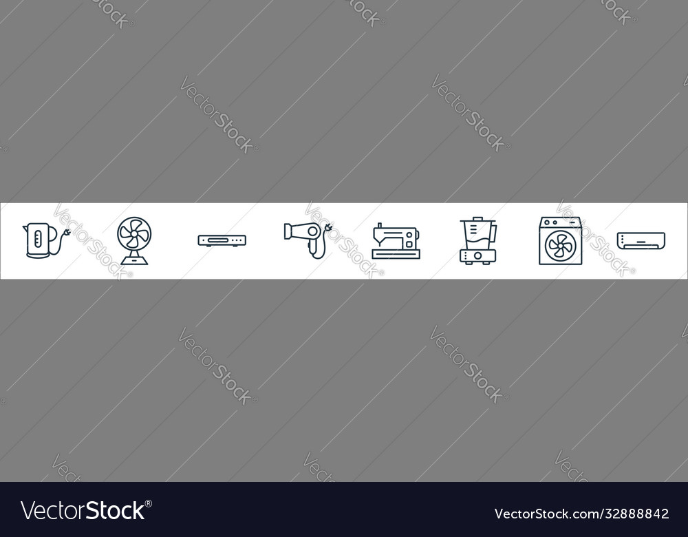 Electronic devices line icons linear set quality