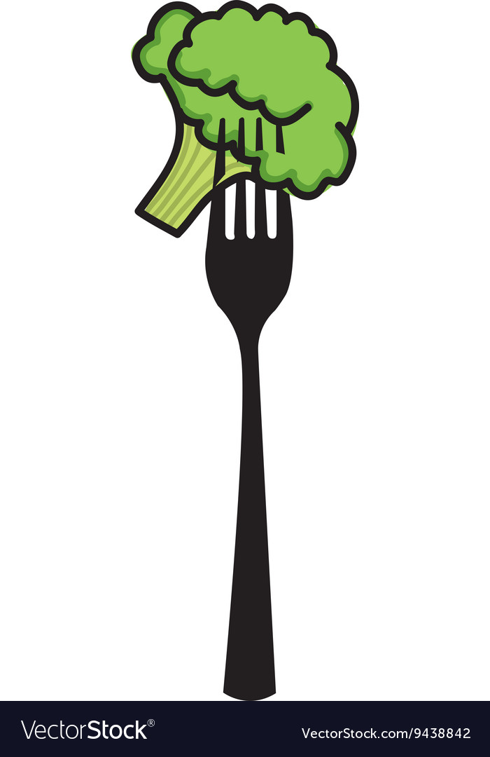 Fork with broccoli isolated icon design