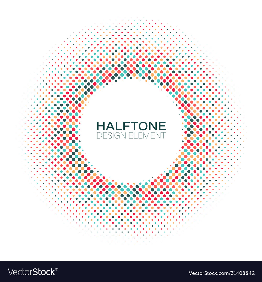 Halftone Designelement mit zufälligen farbigen Punkten vector image Halftone Designelement mit zufälligen farbigen Punkten