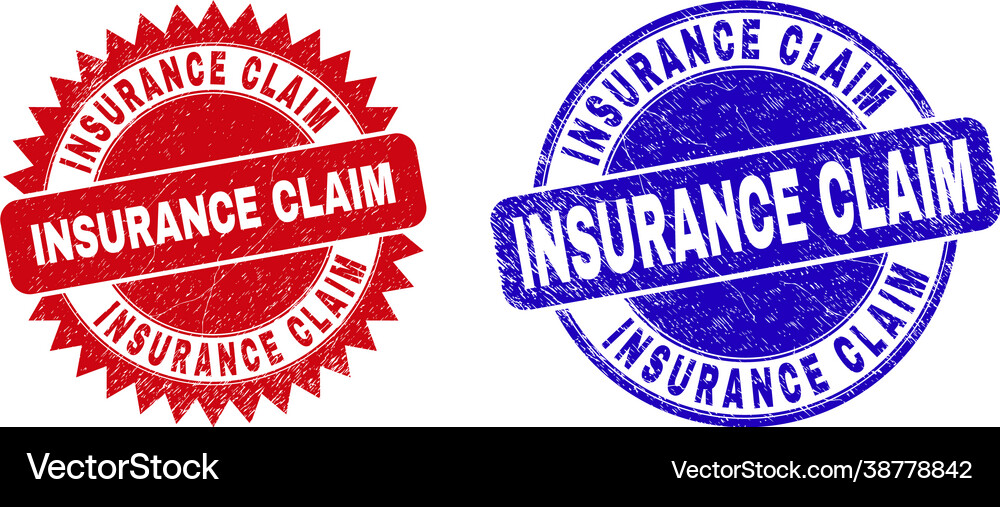 Insurance claim round and rosette seals Royalty Free Vector