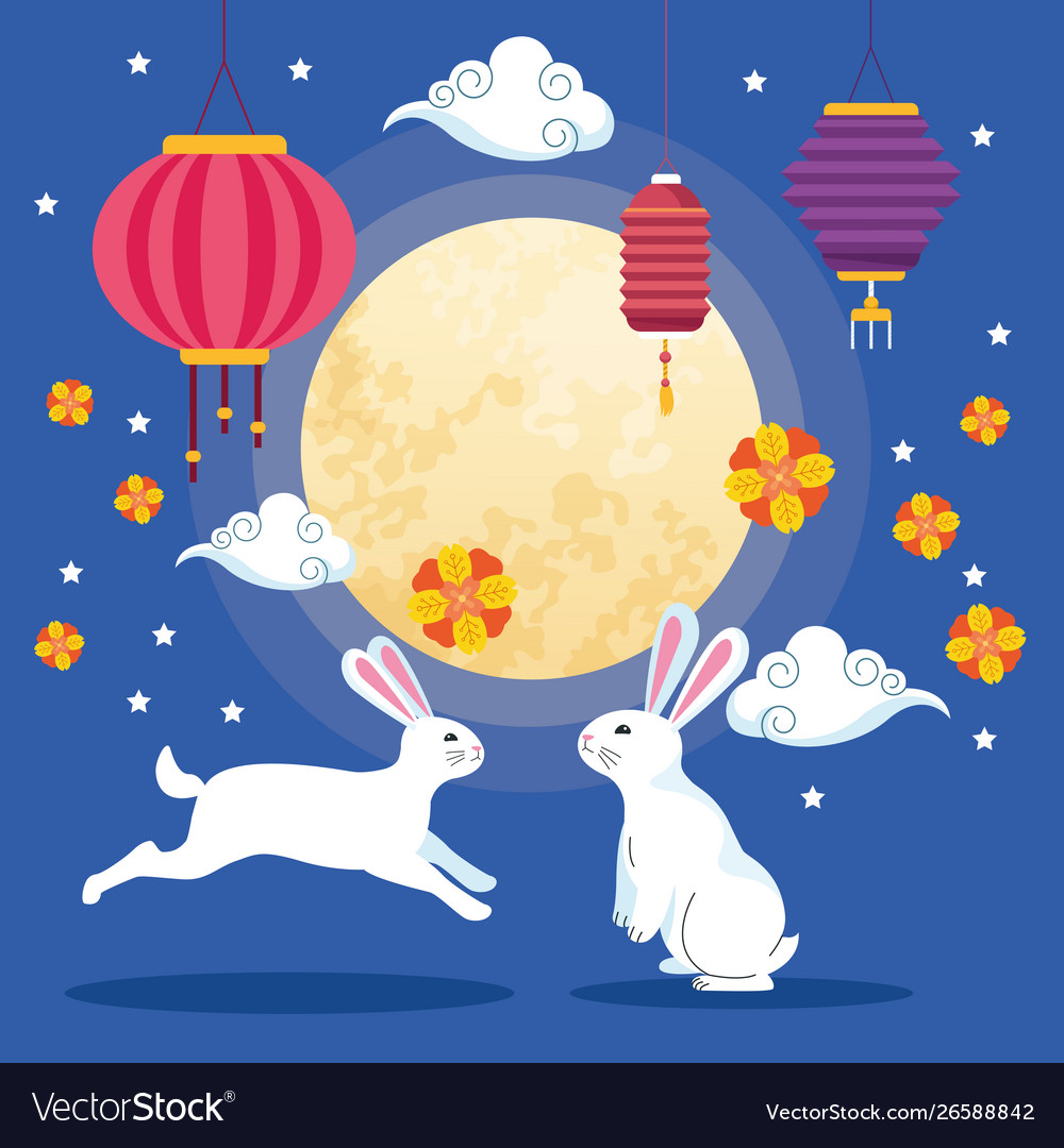 Mid autumn chinese festival cartoon Royalty Free Vector