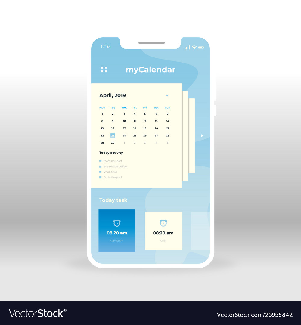 Modern Blue Calendar UI Mockup