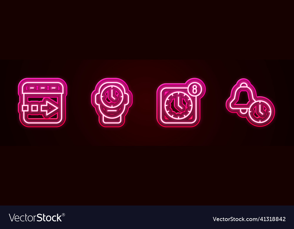 Set line time flies on the clock alarm app vector image Set line time flies on the clock alarm app