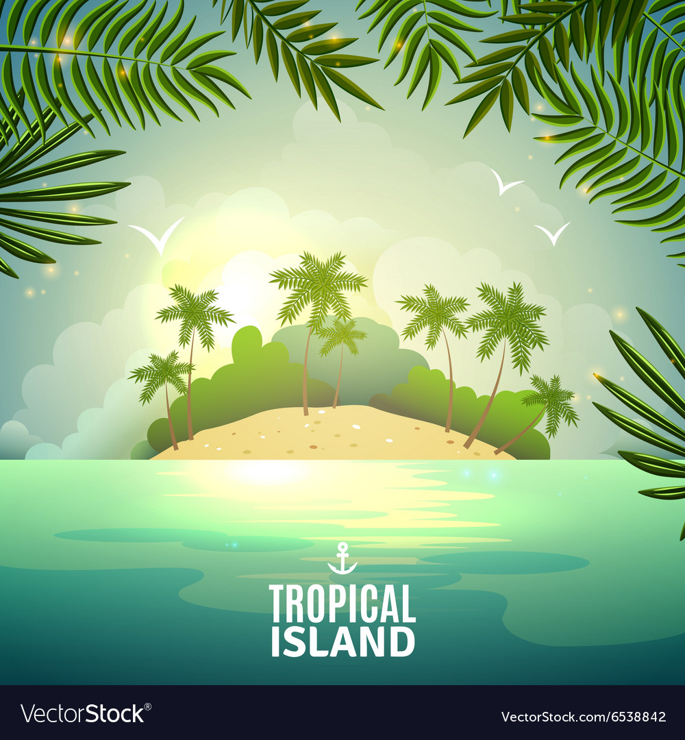 Tropical island nature poster Royalty Free Vector Image