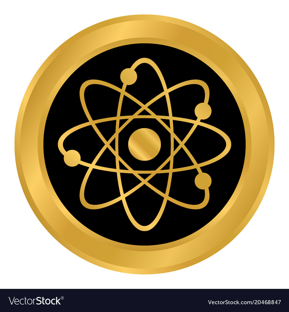 Atom button on white