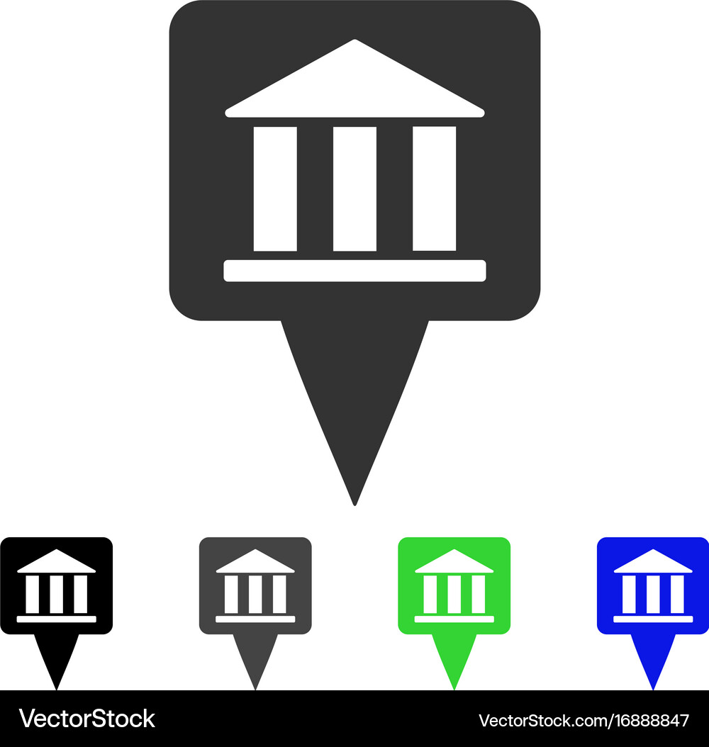 Bank building pointer flat icon Royalty Free Vector Image