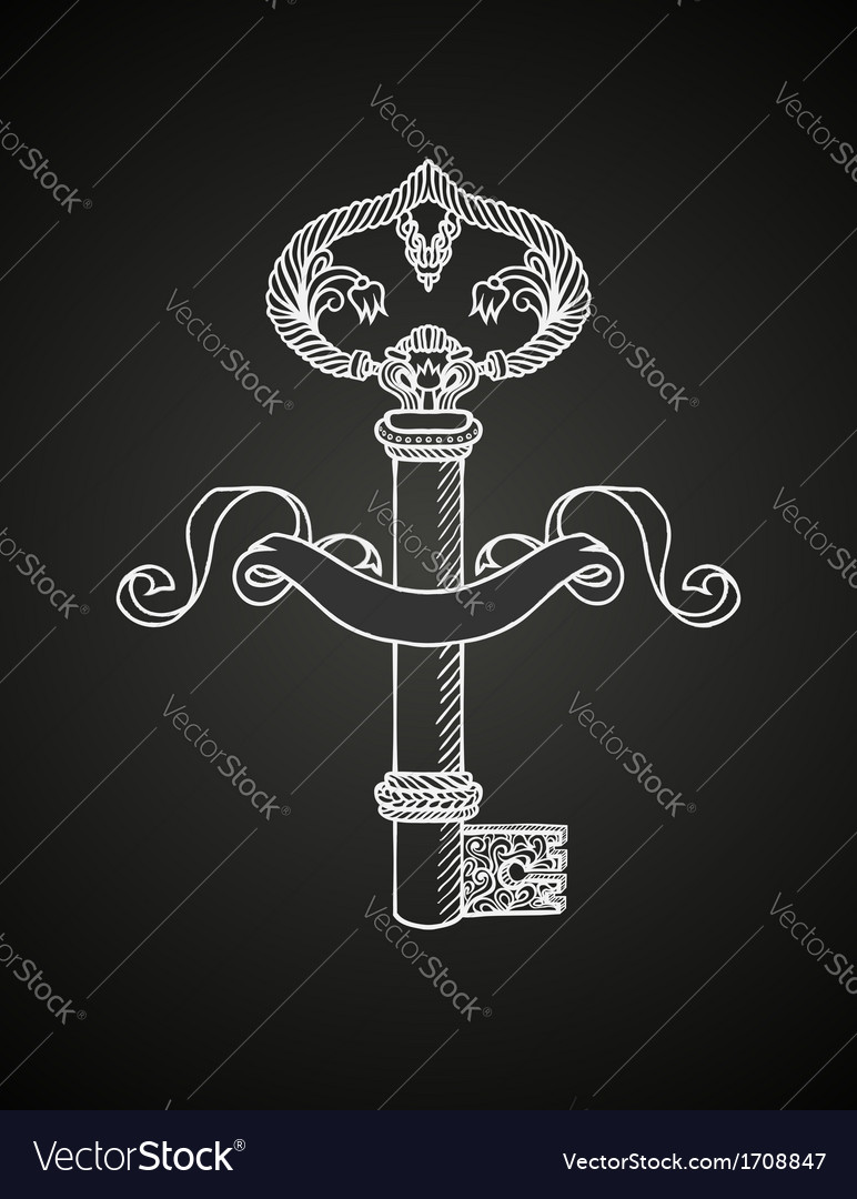 Chalk Drawing Key On Chalkboard Royalty Free Vector Image