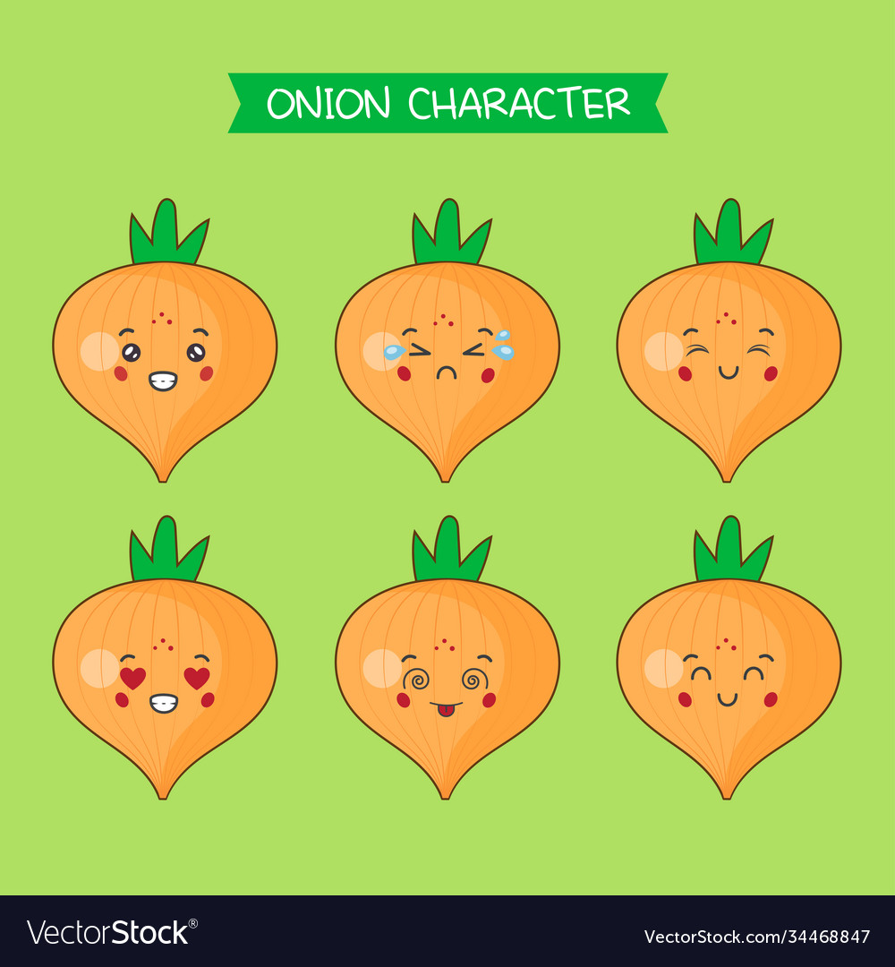 Cute onion characters with various expression