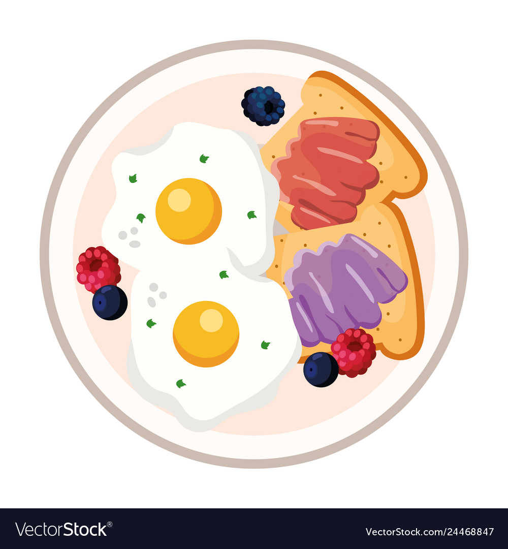 Delicious tasty breakfast cartoon Royalty Free Vector Image