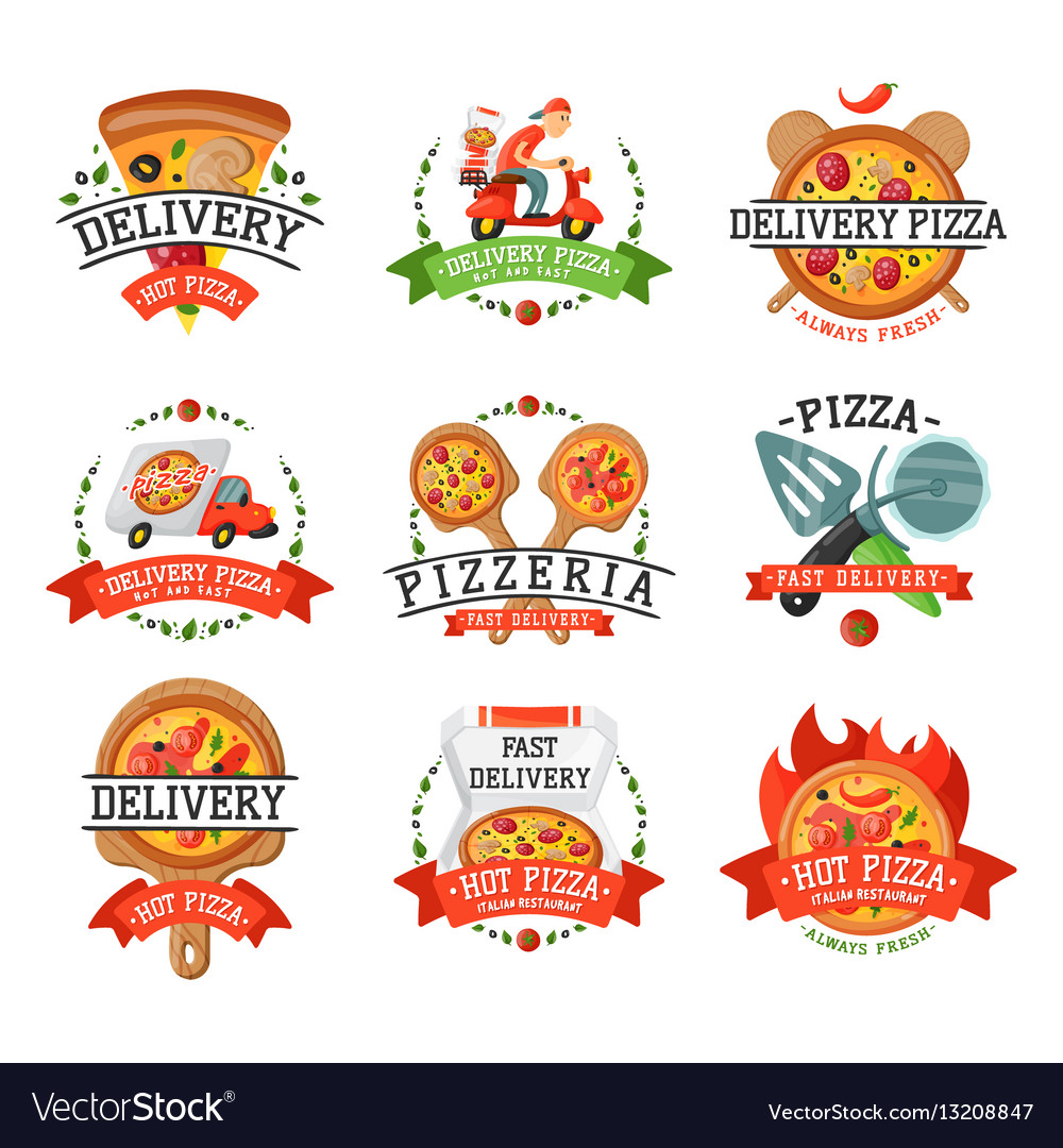 Delivery pizza badge Royalty Free Vector Image