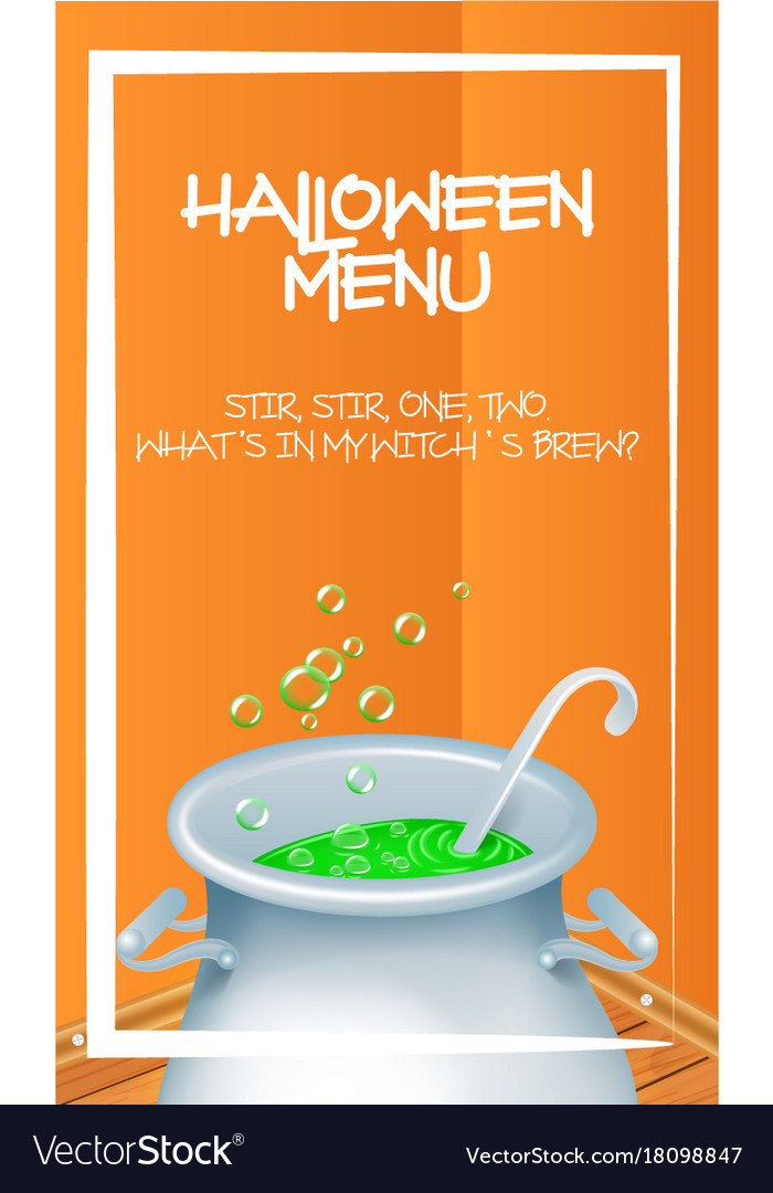 halloween menu template with realistic halloween vector image