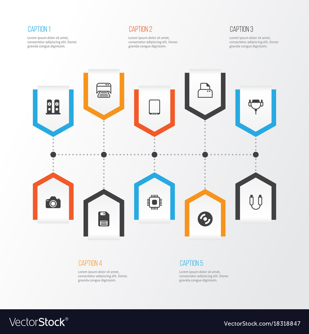 Hardware icons set collection of chip