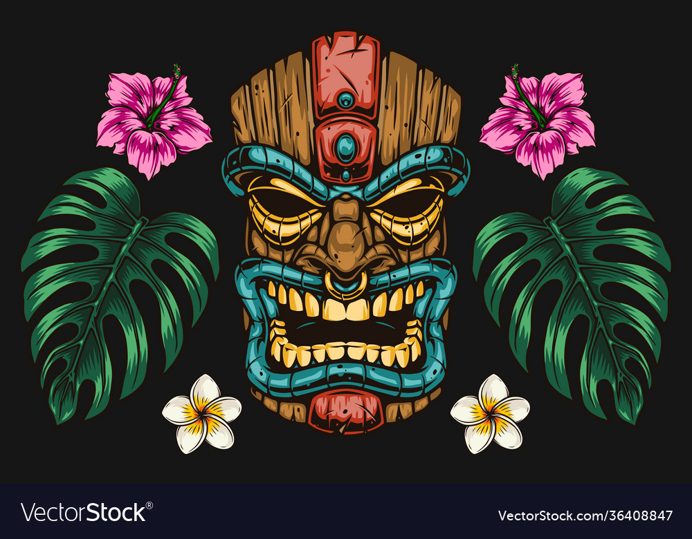 Hawaiian exotic colorful composition Royalty Free Vector