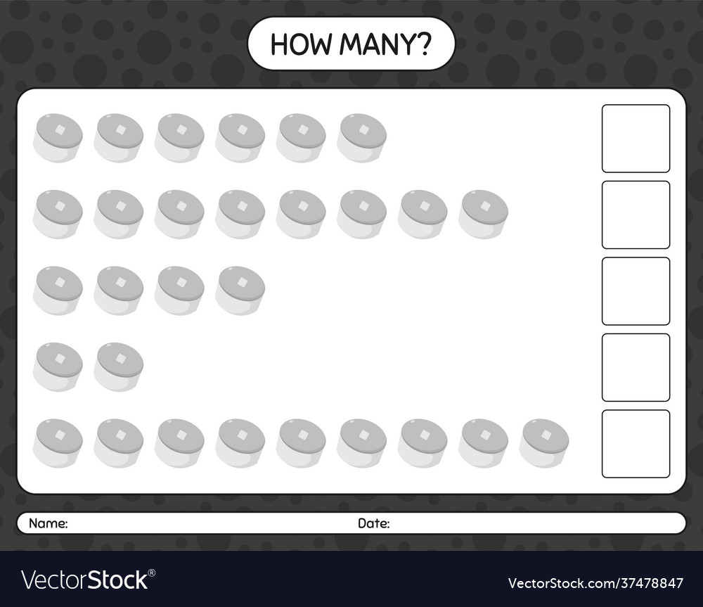 How many counting game with cap worksheet vector image How many counting game with cap worksheet