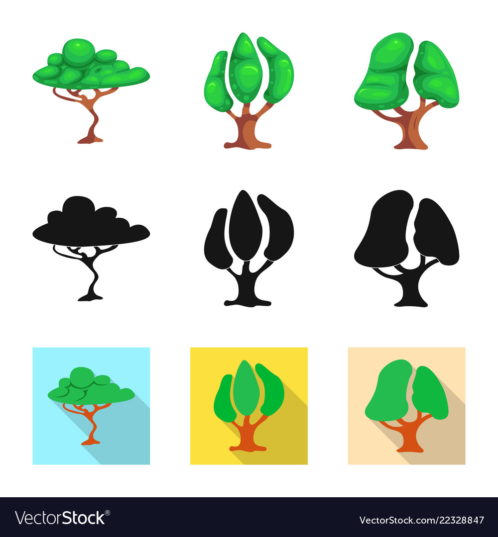 Isolated object of tree and nature symbol set