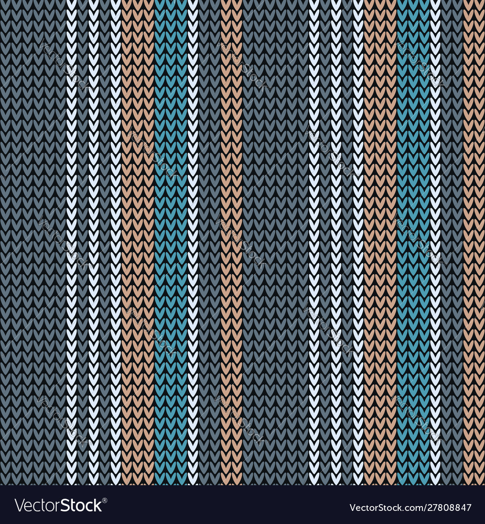 Knitted pattern in grey blue and beige Royalty Free Vector