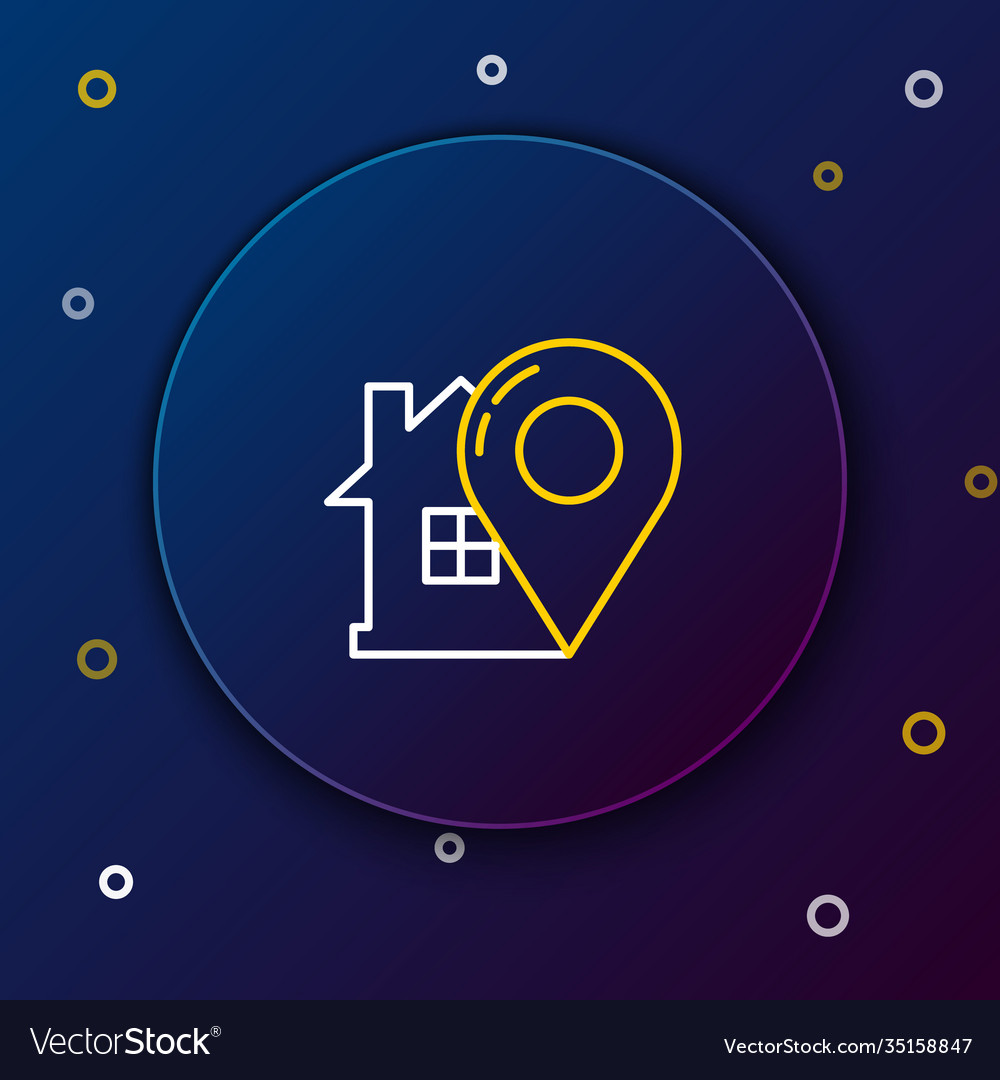 Line map pointer with house icon isolated on blue vector image Line map pointer with house icon isolated on blue