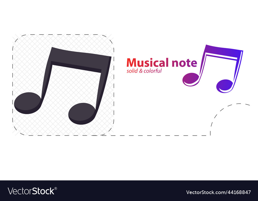 Musical note isolated flat notes line Royalty Free Vector