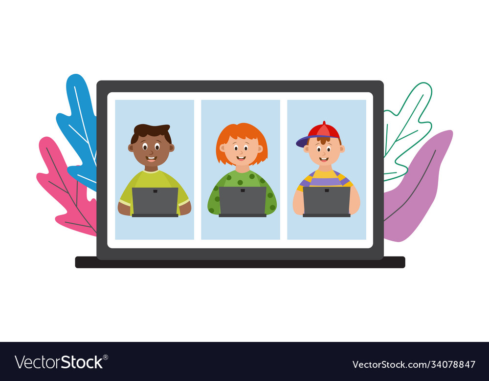 Online education for children - cartoon kids Vector Image