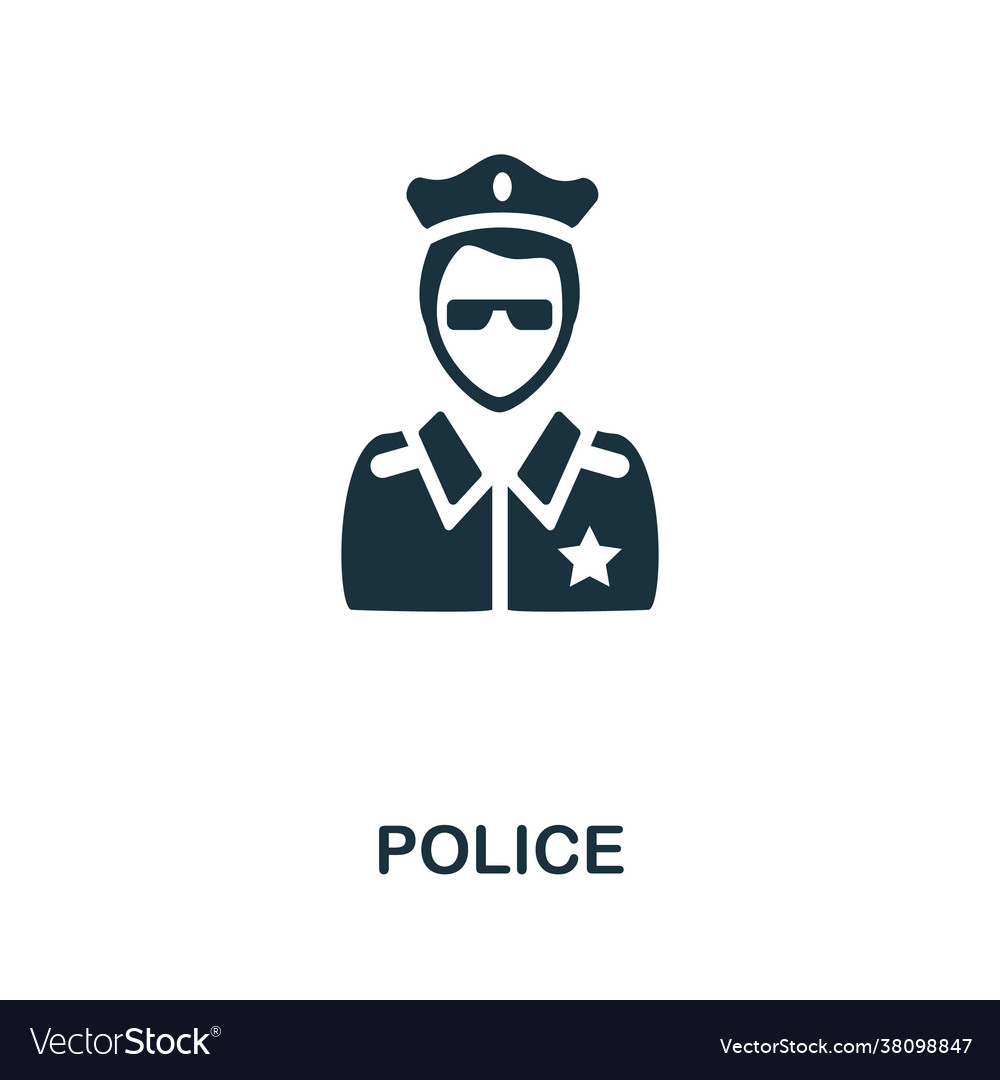 Police icon monochrome simple element from civil Vector Image