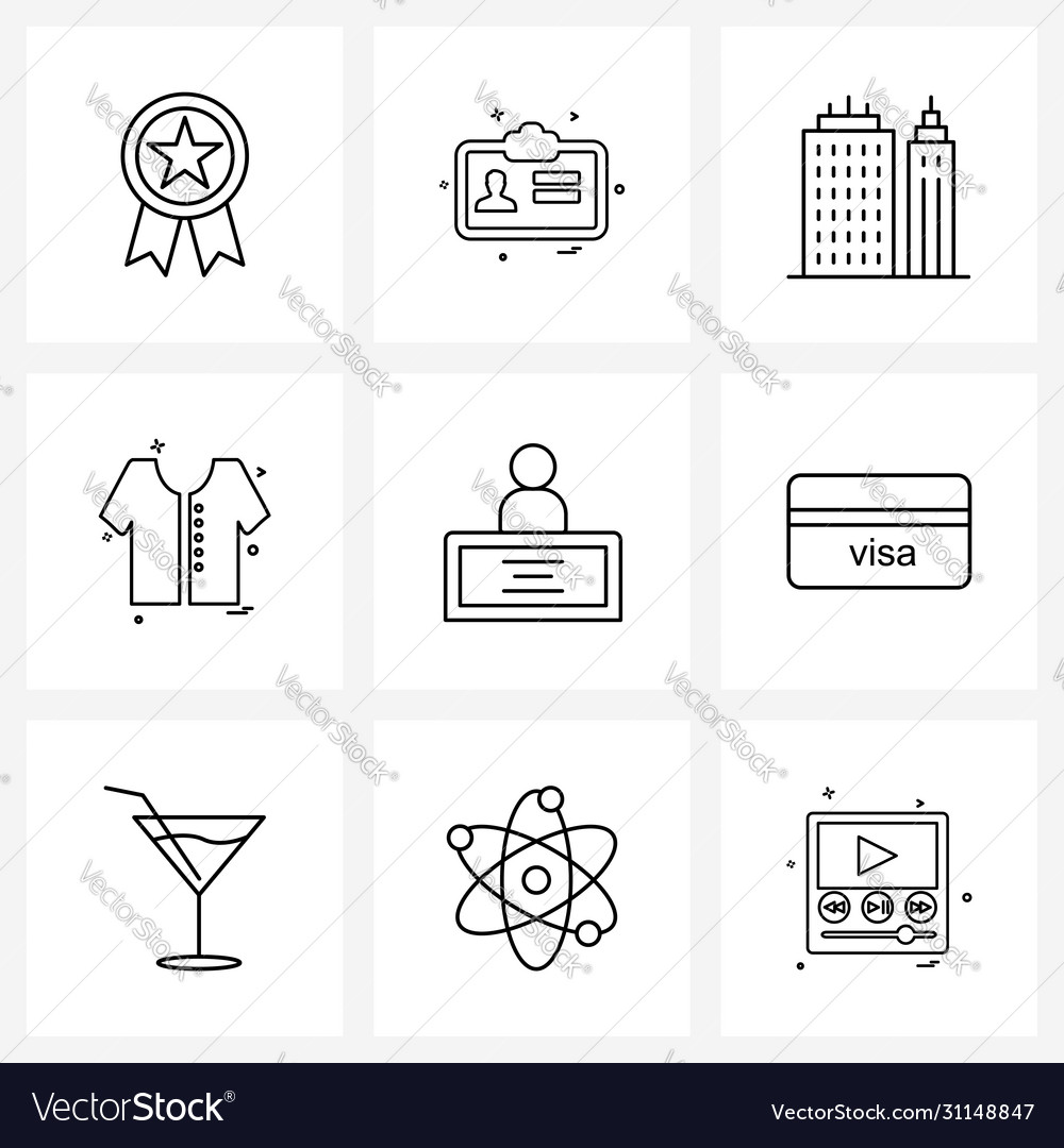 Set 9 simple line icons for web and print
