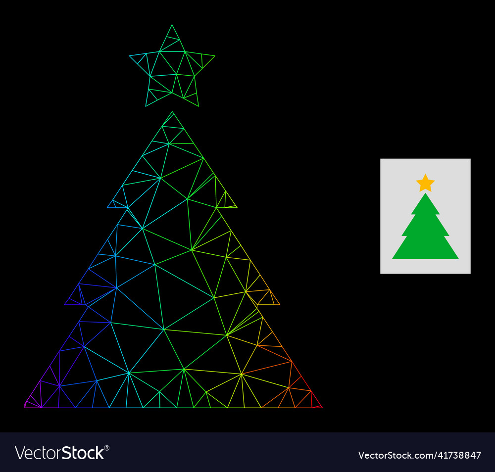 Spectrum gradient polygonal net christmas tree vector image Spectrum gradient polygonal net christmas tree
