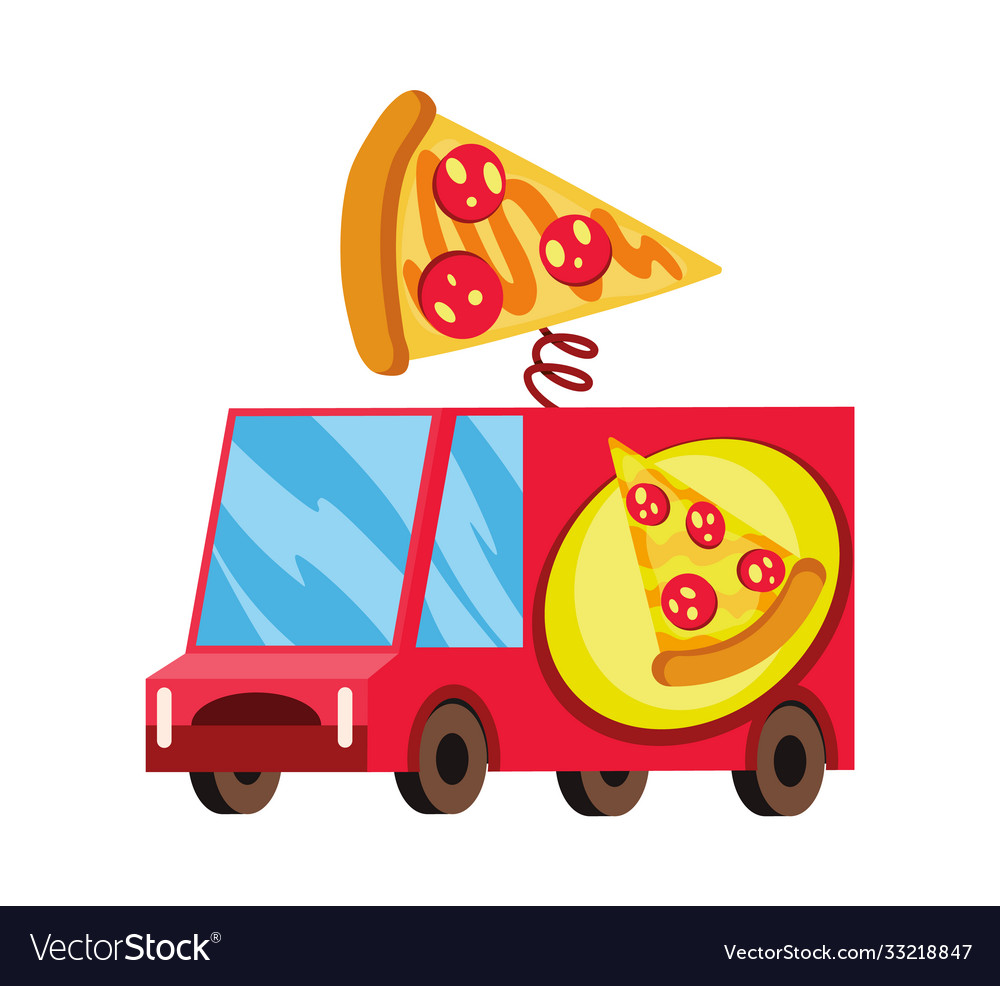 Street fast food mobile car pizza Royalty Free Vector Image